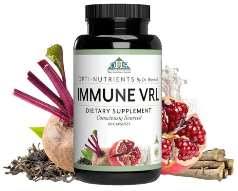 Optimal Health Systems Immune VRL | 7 Vitamin + 12 Nutrient Blend | Pomegranate Extract, Astragalus, Brocolli | Spleen, Thymus, Lymph, Tonsil & Parotid Support | 60 Capsules