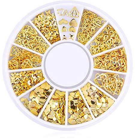 Lot de clous autocollants 3D dorés à paillettes Accessoires pour nail art et bricolage Design d'ongles et décoration artisanale Série cœur