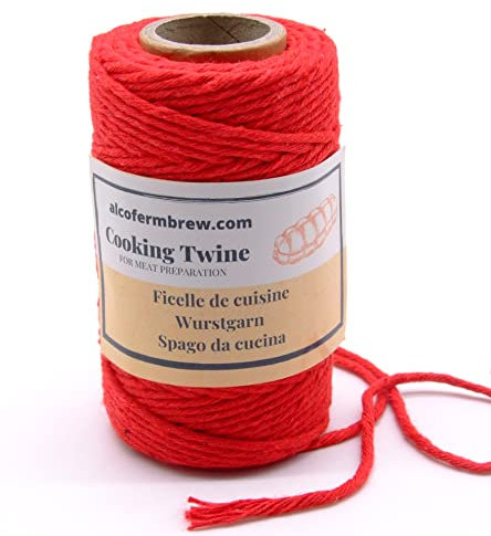 Spago da cucina | Rosso | 60 m | 2 mm | 100% cotone | Macrame Corda | Certificato per Il Contatto con Alimenti