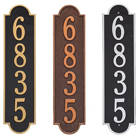 Custom Address Plaque, Modern Outdoor House Number Sign for Wall, Weatherproof Aluminum Address Sign for Home, Apartment, Office & Mailbox, Easy Install with Pre-Drilled Holes