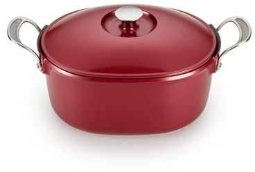 Oval Covered 6.3 Qt. Cast Aluminum Pot, Red