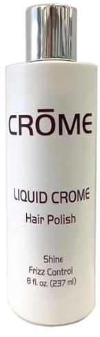 Crome Hair Serum 8 oz - Liquid Hair Polish for Taming and Styling Frizzy Hair - Alcohol Free Moisturizer with Heat and 8 Fl Oz (Pack of 1)