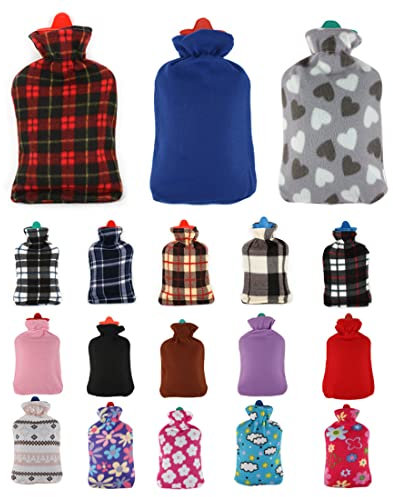 HUSL Bolsa de Agua Caliente 2L, Botella de Goma Clásica Premium con Tapa Bolsa Agua Caliente para el Alivio del Dolor de Espalda, Cuello, Hombros y para Noches Acogedoras (Aleatorio color)