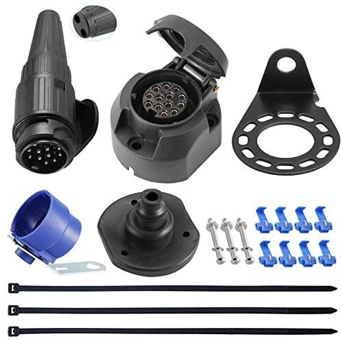 SPARKMOTO 12V Étanche Prise Remorque Male Femelle 13 Broches,avec Accessoires,Prise pour remorque Femelle 13 Broches et Prise Male 13 Broches,Connecteur Prise de Remorque pour RV Caravane(SK1304D)