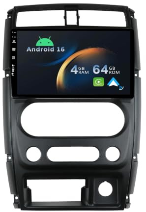 YUNTX [4+64G] Android 16 2 Din Radio con navigazione per Suzuki Jimny 2007-2015-[Integrato CarPlay/Android Auto/GPS/Bluetooth 5.0/WiFi/Controllo del volante/Mirror-Link]-IPS 9 Touch Screen+Camera