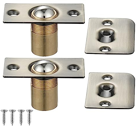 JQK Closet Ball Catch Door Hardware, Stainless Steel Catch Adjustable with Strike Plate, Antique Bronze 2 Pack, HBC100-QG-P2