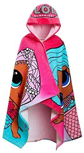 Toalla con capucha LOL Surprise Dolls 100% algodón para niñas, poncho grande de playa, toalla de baño, envoltura para nadar