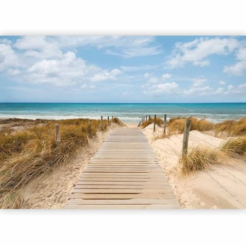 murando PREMIUM Papier peint intissé La Ville 350x256 cm Non-tissé Décoration trompe l oeil moderne Design murale salon chambre bureau nature ciel mer pont le quai plage c-A-0054-a-c