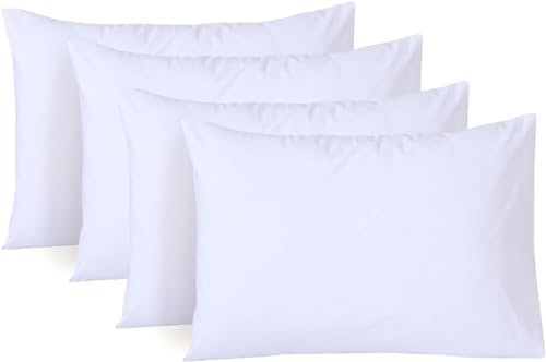 AR Ware White Pillow Cases 4 Pack - Egyptian Cotton 200 Thread Count - Envelope Enclosure Pillowcases - Wrinkle Free Hotel Quality Pillows Cover (50 x 75 cm)