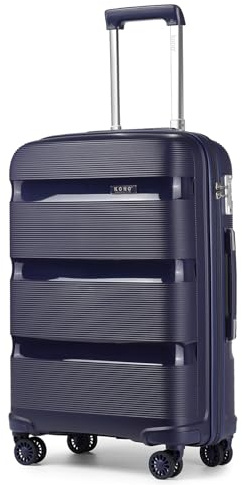 Kono 20 Inch 55x40x20cm Cabin Suitcase for EasyJet Ryanair Carry On Lightweight PP Luggage Hard Shell Travel Trolley with 4 Spinner Wheels TSA Lock(Navy)