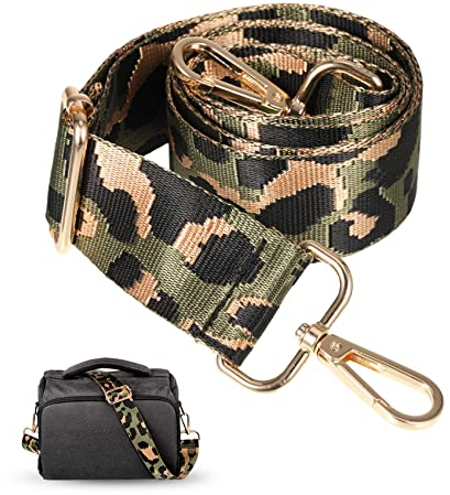 worahroe Damen Taschengurte zum Wechseln Verstellbarer Schultergurt 3,8 cm breit, Schultertaschengurte mit gold Clips für lange Riemen, Taschengurte für Handtaschen, Canvas-Umhängetaschen,Grün