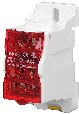 DEWIN DIN Schienen Anschlussdose, UKK-125A Klemmenblock Verteilerkasten für Stromverteilerschränke und Verschiedene Hochspannungsschränke 690 V 125 A (ROT)