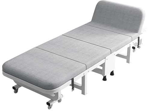 Klappbett Gästebett Mit Matratze Für Erwachsene, Klappbett Mit Rädern, Reisebett Stabiler Metallbett, Einzelbett Schlafsessel Campingbett, Liegestuhl Maximale Belastung 150KG ( Size : 190x95x30cm )