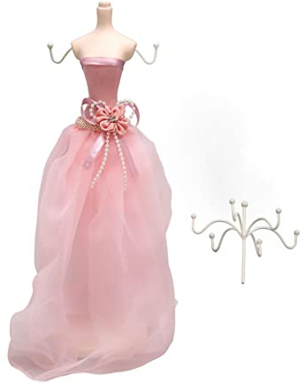Schmuckständer, Rosa Schmuckständer Puppe aus Kunstharzstoff Prinzessinnenkleid Modell Schmuckhalter Schmuck Präsentation Organizer Regal zum Aufhängen, Aufbewahren von Ohrringen, Armbändern, Ringen
