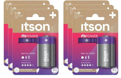 ITSON Lot de 6 x 2 Piles Alcalines LR20/D 1,5V ItsPOWER