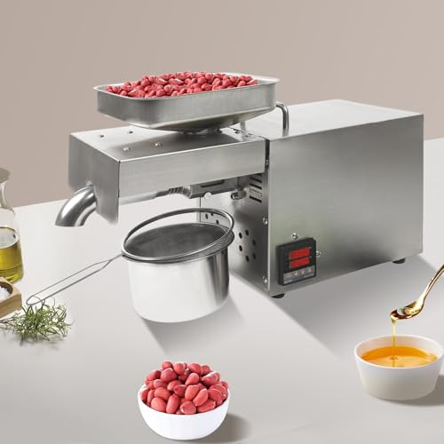 1500W Ölpresse Öl Expeller Intelligente Öltemperaturregelung +Edelstahl-Ölbecher für Oliven Kokos Raps Sesam Erdnuss Kokosnuss 220V