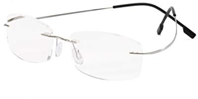 Viseng Randlose Lesebrille Ultraleicht Titanlegierung Rahmenlose Lesehilfe für Herren und Damen Anti Blaulicht Modische Brillen 2.0