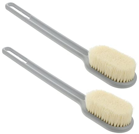 BELLIFFY 2 Stück Rückenschrubber Dusche Massagebürste mit Langem Stiel Nylon Bürste mit Weichem Kopf Sanfte Körperreinigung für Bad und Rücken