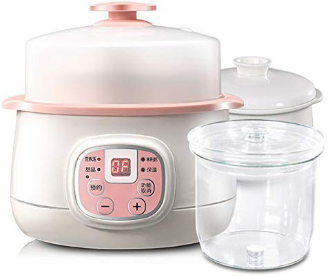 Marmite, marmite électrique, mijoteuse avec revêtement céramique 0,8 L, Petit ustensile Cuisine Professionnel avec minuterie 24 Heures et Bol céramique Amovible, pour 1 à 2 Personnes