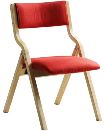 Klappbar Stühle Besucherstuhl Klappbar Einfaches, Bequemes Baumwollleinen Klappstuhl, Wohnzimmer Aus Massivem Bugholz Restaurantstühle, Empfangsstuhl, Tragfähigkeit 150 Kg(Red)