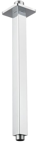 Brazo de Ducha Voolan con Brida, Tubo de Ducha Fijo Montado en el Techo, Brazo de Repuesto de Ducha de Lluvia Recto para Baño, Conexión Universal 1/2 NPT (30cm, Cuadrado)