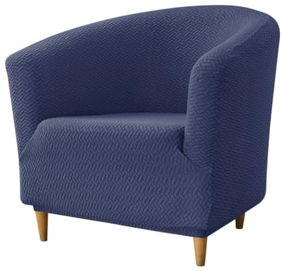Hearda Copripoltrona 1 Posto Chesterfield Elasticizzato Blu Navy, Antiscivolo Fodera Cocktail Copri Poltrona con Braccioli Jacquard per Bar Club Soggiorno Camera da Letto