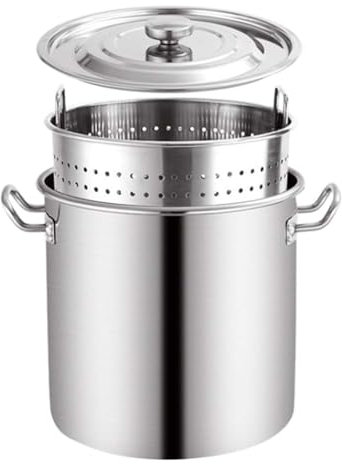 Olla Para Caldo, Olla Para Caldo De 20-90 Litros Con Cesta Coladora Y Mango Retráctil, Olla Para Hervir Mariscos De Acero Inoxidable Comercial Olla Para Caldera De Cangrejos Olla Para Freidora(20L)