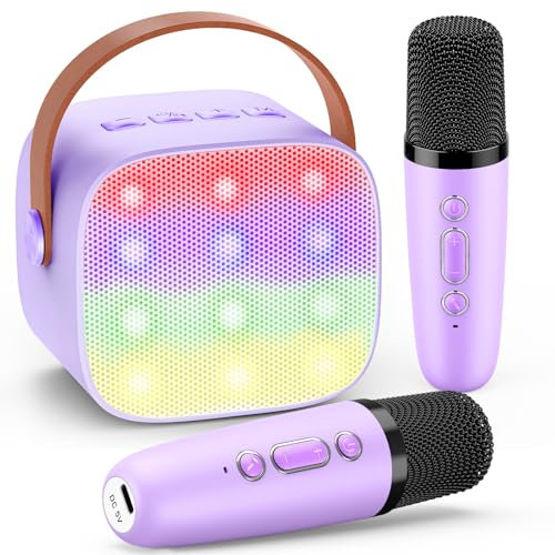 Dislocati Karaoke con 2 Microfonos Inalambricos, Regalo Navidad Juguetes Niña 3-12 Años Portátil Micrófono Karaoke Bluetooth para Niños y Adultos Ideal para Celebraciones Familiares y Fiestas