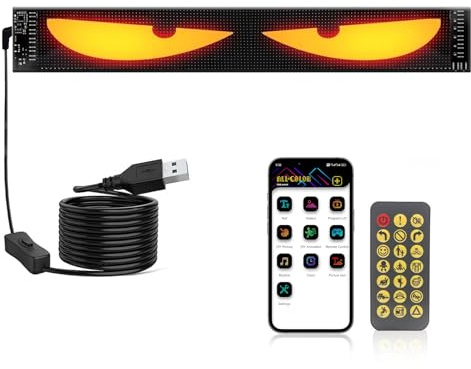 Yeux LED pour Camion et Voiture LED Flexibles Programmables pour Camion et Voiture Lampes Devil Eyes pour Auto avec contrôle par Application(120x595mm) (1)