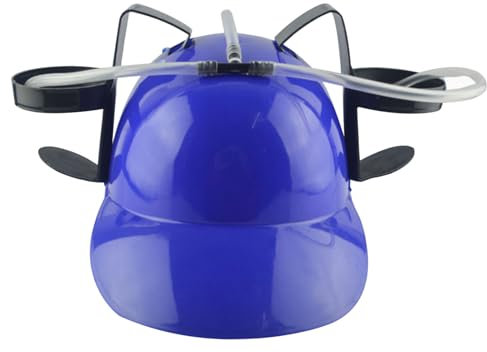 Wedhapy Beer Hats Beer Hat Drinking Hat Fun Drink Hat Plsatic Drinking Helmet with Can Holder and Straw, Funny Hat for Beer Soda Party Football Games Novelty Blue