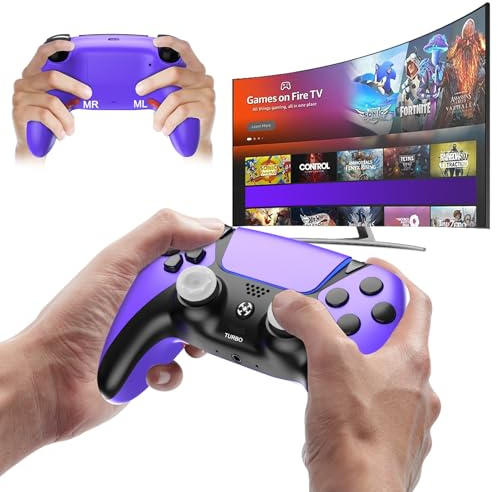 Ruibopad Ymir PS4 Controller für PlayStation 4,Kabelloser Multiplattform Controller mit 2 Rücktasten & Turbo, kompatibel mit PC/iOS/Android/Mac/Steam/TV/Tesla， (Lila)