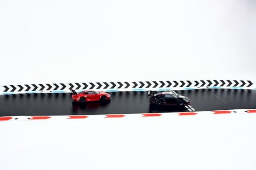 Overdrive-Racing Leitplanken mit Pfeilen für Carrera Hybrid - 1,75m / 6,30m / 12,20m - Begrenzung Kurven Gerade Bande Zaun Fangzaun, Farbe:Weiß-Schwarz, Länge:12.20 Meter