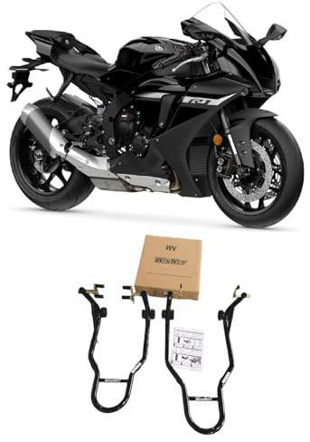 Coppia cavalletti alza moto compatibili con Yamaha R1 R3 R7 R9 R6 di tutti gli anni per alzare sollevare le ruote gomme anteriore e posteriore con forchette