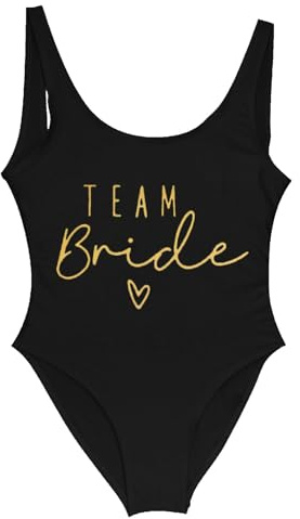 Generisch Braut Badeanzug Damen Bride to be Badeanzug Einteiliger Bauchweg Badeanzüge mit Brief Print Bademode Bridesmaid Team Monokini Sexy High Cut Rückenfrei Swimsuits Hochzeit Poolparty
