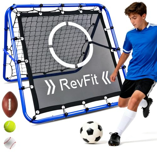 Torwand Erwachse Kind Rebounder für Fußball – Verstellbares Doppelseitiges Rebounder-Netz mit Ziel, für Fußball, Baseball, Tennis, Rugby – Trainingsnetz mit robustem Stahlrahmen – 80/100/120 cm