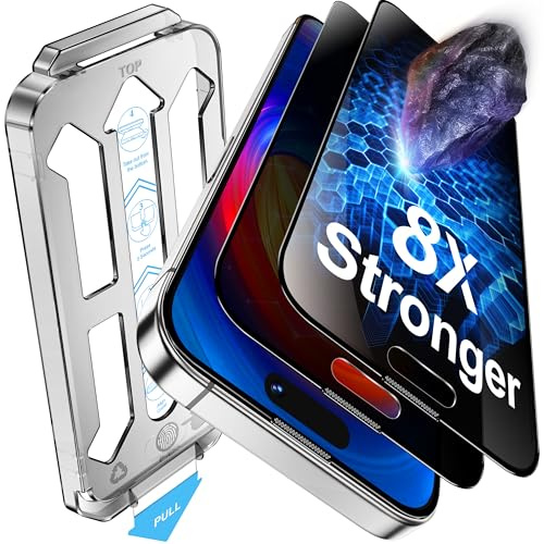 Tentoki Protector Pantalla Privacidad Para iPhone 15 Plus/iPhone 16 Plus | 25°Antiespía, Refuerzo Secundario, 2 Piezas Cristal Templado de 8 veces más Fuerte, Dureza 9H, Sin Burbujas, 6,7 Pulgadas