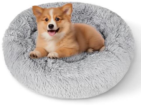 Dafencar Hundebett Rund, 50cm Katzen Kissen, Katzenschlafplatz, Katzenkissen Rund, Waschbar Flauschig Orthopädische Hundebetten, Hundekorb Plüsch