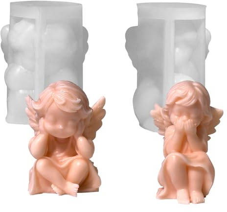 TheStriven 2 Stück Kerzen Silikonform 3D Engel Gießform Engel Form Kerzen DIY 3D Engel Form Seife Kerzengießform Silikon Handgemachte Gießform für Kerze, Seife, Fondant Kuchenform