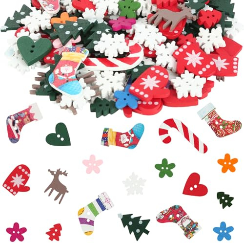 200 Stück Streudeko Weihnachten Holz, 15 Stile Holzanhänger Weihnachten, Holzstreuteile Weihnachts Streudeko für Weihnachtendeko Tischdeko DIY Handwerk
