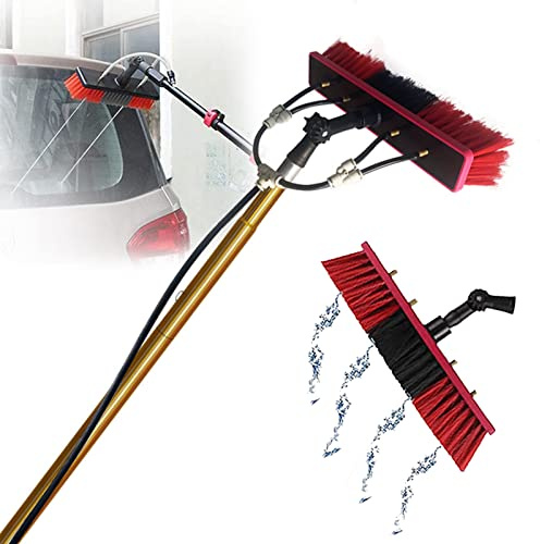 Palo per la pulizia delle finestre con spazzola telescopica alimentata ad acqua – Pulitore estensibile per pannelli solari e verande – Portata efficiente e lucentezza senza striature