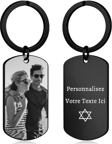 Porte Clef Personnalisable avec Photo, Porte-clés Personnalisé Recto Verso, Cadeau Personnalisé Pour Anniversaire Noël Fête des Pères, Idéal Pour Hommes Petit Ami Mari