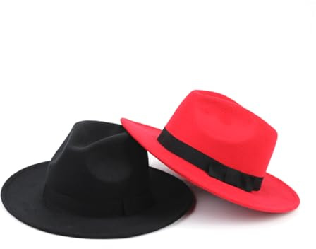 AKOOSY Cappello Fedora Unisex in Lana Morbida Nero con Ampia Falda e Nastro Satinato Cappello Jazz Classico per Uomo e Donna Stile Vintage Elegante per Occasioni Speciali