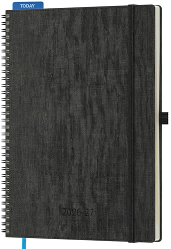 IN-LUXPRO Kalender 2026 2027 Wochenplaner Ringbuch A4 | 18-Monate Terminplaner Juli 26-Dez 27 | Buchkalender Ringbuch mit Stifthalter & Monats-Register | Vertikal Planer 1 Woche 2 Seiten - Schwarz