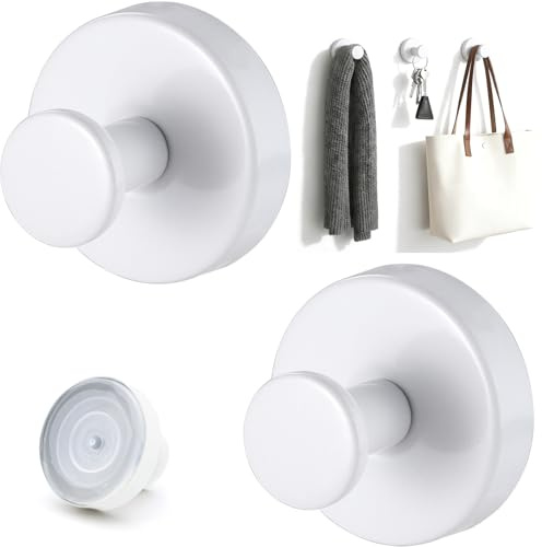 CTCEHL Saugnapf Haken,2 Stück SelbstklebendeHaken,Handtuchhaken Ohne Bohren,Saugnäpfe mit Hakens,Haken Saugnapf Extra Stark,Wiederablösbar,für Küche Badezimmer Glatte Fenster Wand Glas (Weiß)