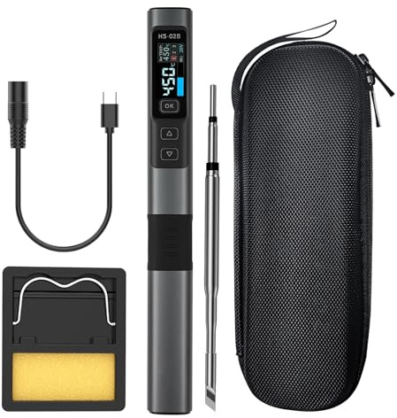 Wattive Lötkolben HS-02B, 100W Lötkolben USB C Intelligentes Lötkolben Set Soldering Iron,2S Schnelles Aufheizen, 180-842℉ Heizung für Reparaturen(1 Lötspitzen)