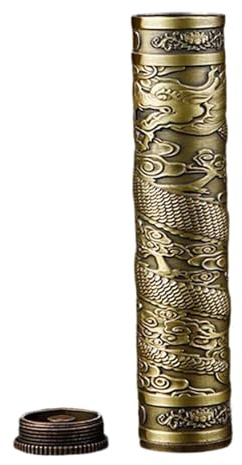 Nsaroche Caja para Guardar Incienso, Soporte para Varitas de Incienso con Tapa, Regalo, Tubo Organizador, Estuche Contenedor para Viajes de Estar, Dragón de Bronce, Individual