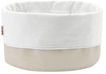Stelton Brottasche - 100% OEKO-TEX Baumwolle - Faltbar - Maschinenwaschbar - Als Brotaufbewahrung oder als Tischbrotkorb vielseitig einsetzbar, Design von Klaus Rath, Sand/Weiß