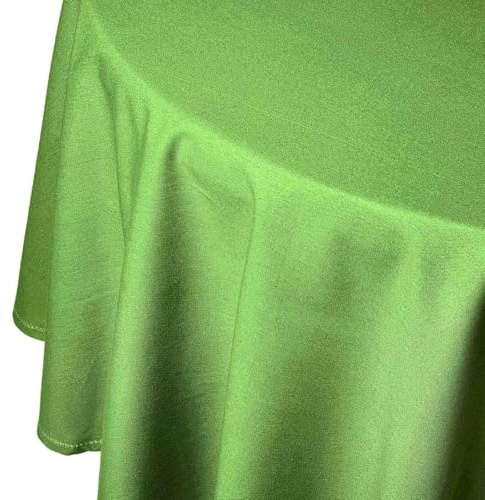 Homescapes Grüne Tischdecke rund mit Hohlsaum aus 100% Baumwolle 178 cm, rundes Tischtuch, waschbar & pflegeleicht, Tischdecke Limette