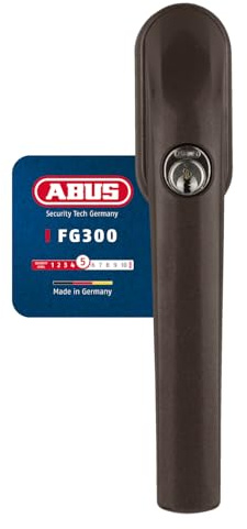 ABUS Fenstergriff abschließbar FG300, gleichschließend AL0145, braun, 37374 | Kindersicherung für Fenster aus Aluminium, Holz & Kunststoff – verstellbarer Vierkantstift, 1 Schlüssel für mehrere Schlösser