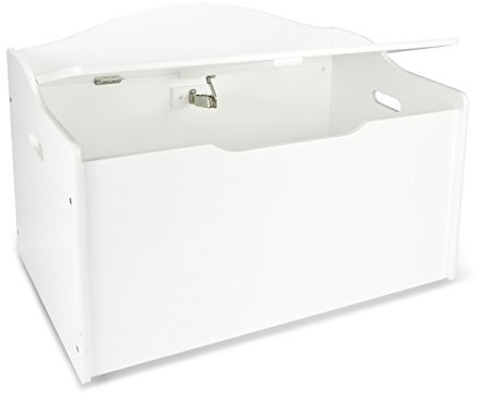 Leomark Kinderbank Hölzerne - Classic White XL - Kindertruhenbank, Behälter für Spielzeug, Truhe für Kinderzimmer, Kindermöbel, Sitzbank Höhe: 46 cm